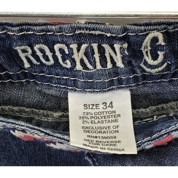 Rockin C Jeans ~ New with tags ~ Distressed Denim Blue ~ Sz 34 - Picture 6 of 11